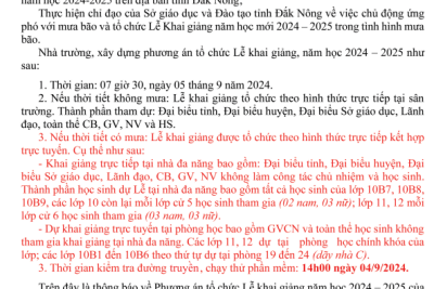 Phương án tổ chức Lễ khai giảng năm học 2024-2025