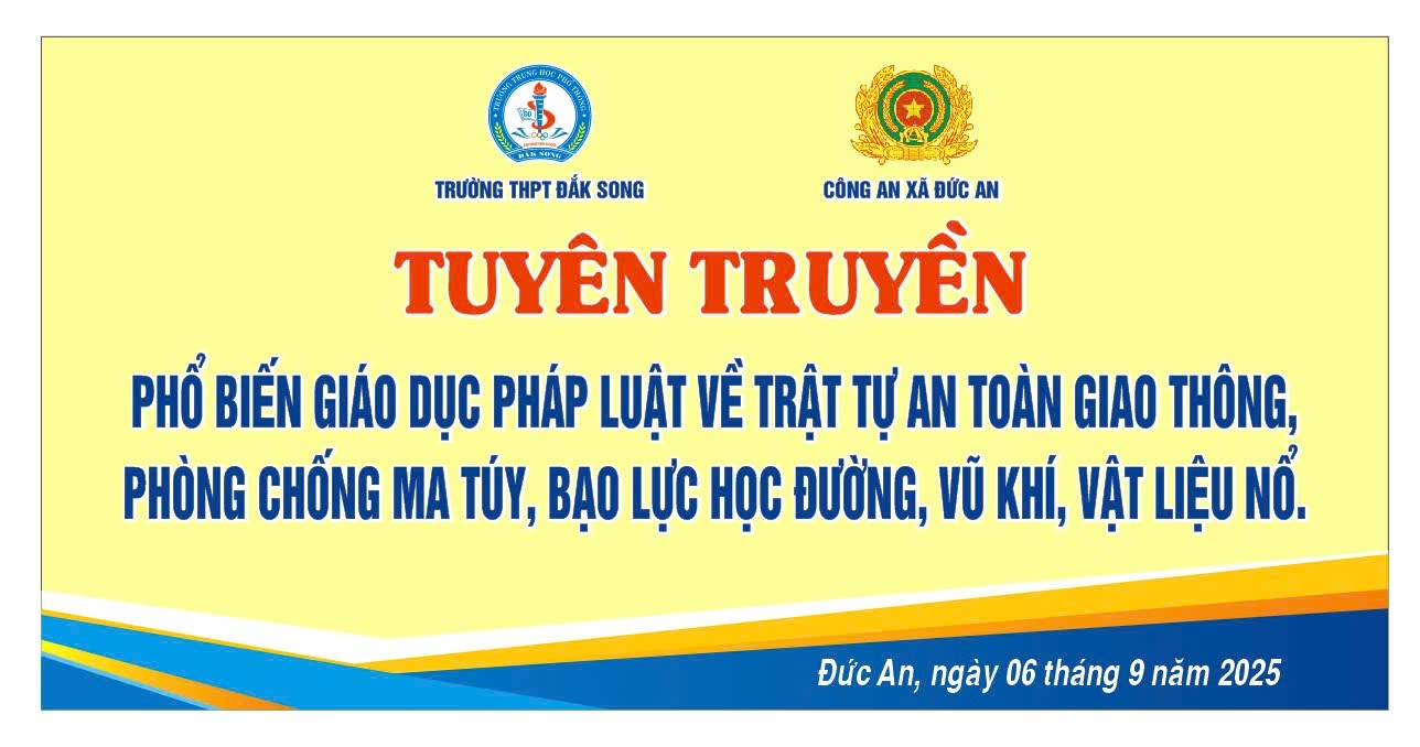 Trường THPT Đắk Song phối hợp Công an xã Đức An tổ chức tuyên truyền pháp luật cho học sinh