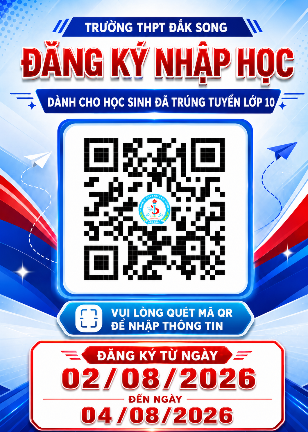 Thông báo đăng ký nhập học dành cho học sinh lớp 10 năm học 2026-2027